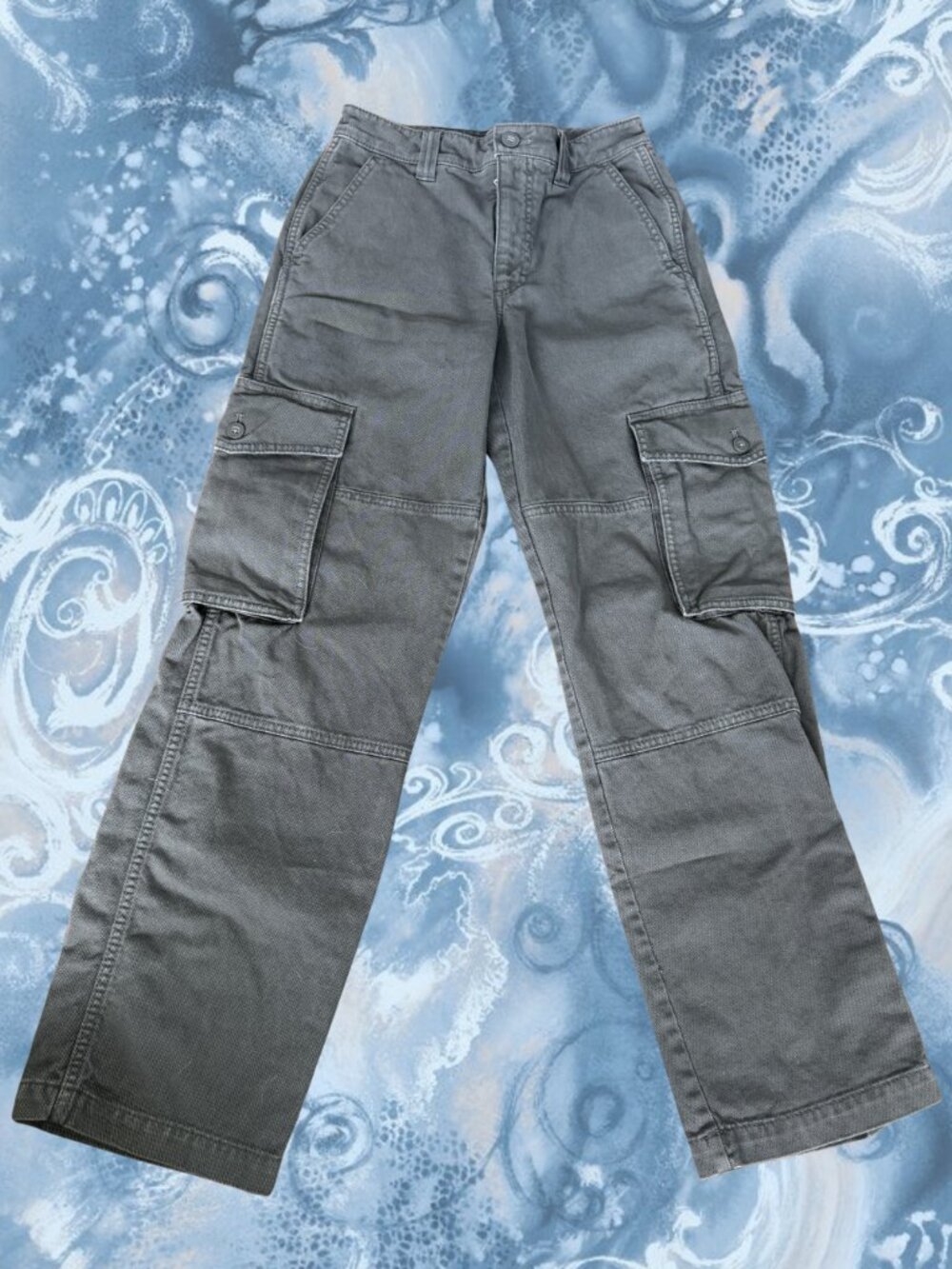 Aritzia Tna Cargo Pants Grey Mid Rise Straight Leg Y2K Utility Size 0